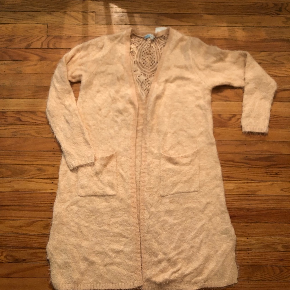 Long soft pink cardigan